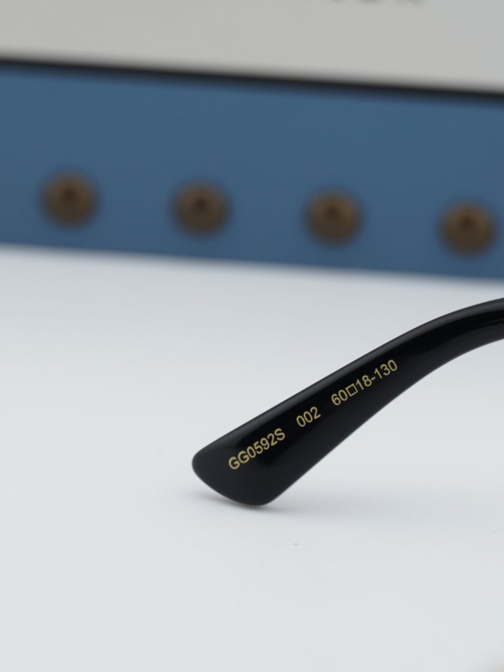 Gucci GG0592S 002 Square Sunglasses - Black / Gold / Smoke Gradient - Picture 8 of 11